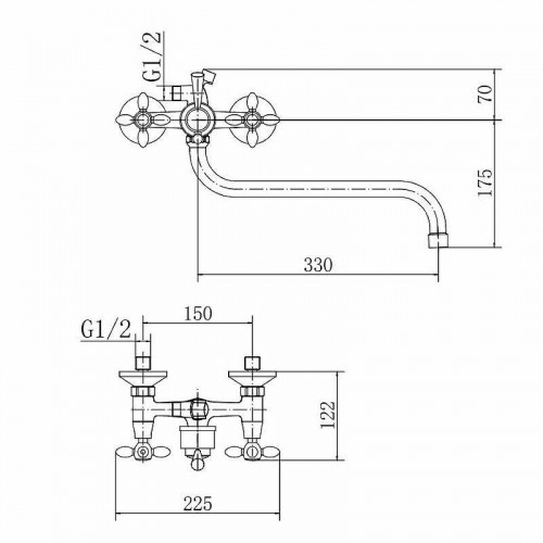 Смеситель для ванны Fashun A2227 универсальный цвет Хром