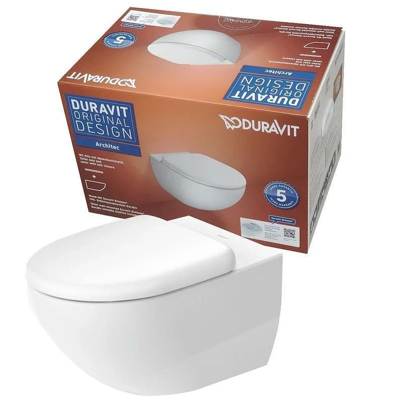 Унитаз с инсталляцией Duravit Architec 45720900A1 + Viega Prevista Dry 792855 с сиденьем Микролифт и клавишей смыва Хром