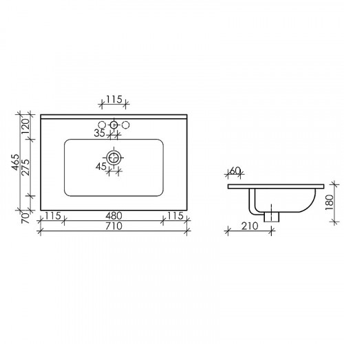 Раковина Ceramicanova Element 70 CN7007 Белая фарфор полувстраиваемая