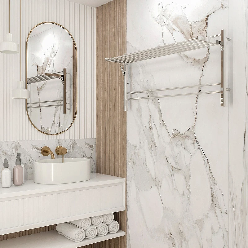 Электрический полотенцесушитель Terminus Горизонт П8 1200х600 4670078543332 с полкой Хром нержавеющая сталь