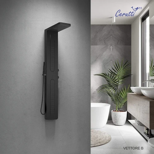 Душевая панель Ceruttispa Vettore B CT8993 с гидромассажем Черная матовая