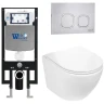 Комплект унитаза с инсталляцией WeltWasser AMBERG 497 + MERZBACH 043 GL-WT + AMBERG RD-MT CR 10000011289 цвет Белый глянцевый с сиденьем Микролифт и клавишей смыва цвет Хром матовый