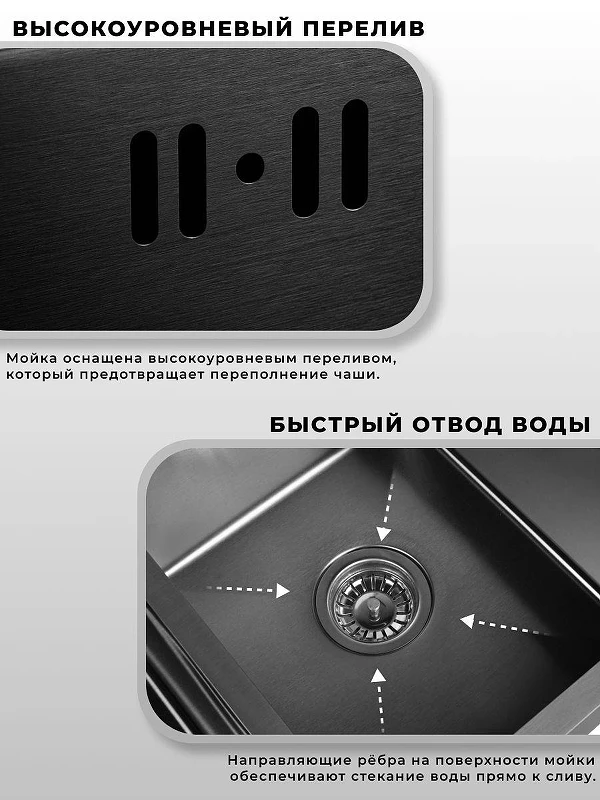 Кухонная мойка Wisent 78 WS37850B-S/341-11-24/W405B/W325014 цвет Графит