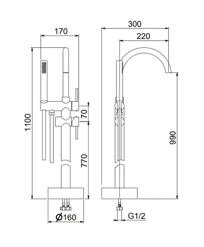 Смеситель для ванны Fiore Xenon 44CR5145
