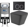 Комплект унитаза с инсталляцией WeltWasser AMBERG 497 + GELBACH 043 MT-GR + AMBERG RD-BL 10000012015 цвет Серый матовый с сиденьем Микролифт и клавишей смыва цвет Черный