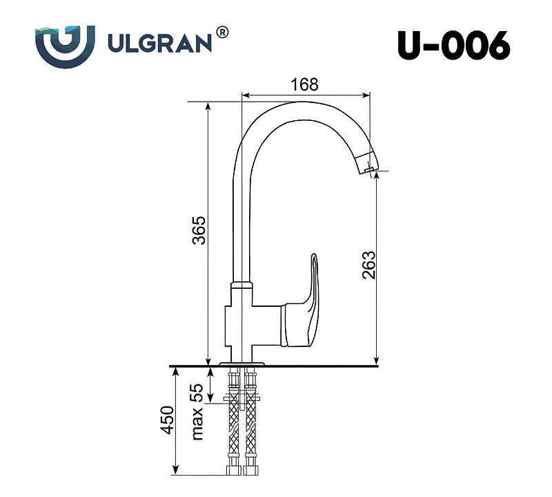 Смеситель для кухни Ulgran Classic U-006-343 Антрацит латунь