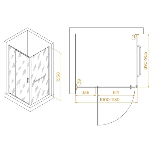 Душевой уголок RGW Passage 100x90 3508078109-14 профиль цвет Черный стекло прозрачное