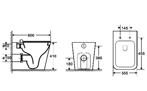 Унитаз WeltWasser Gelbach 002 MT-BL 10000003698 приставной Черный матовый с сиденьем Микролифт фаянс приставной