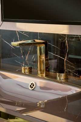Смеситель для раковины Boheme Venturo 150-G-DIAMOND Золото глянцевое латунь
