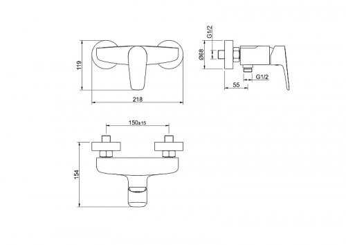 Смеситель для душа Aquatek Бетта AQ1160BGM цвет Оружейная сталь
