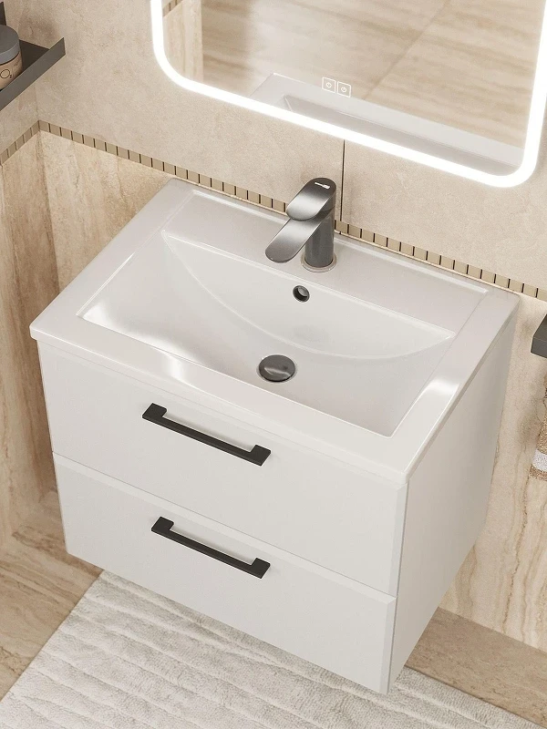 Тумба с раковиной Uperwood Foster New 60 KFosterNEW60w подвесная цвет Белый матовый