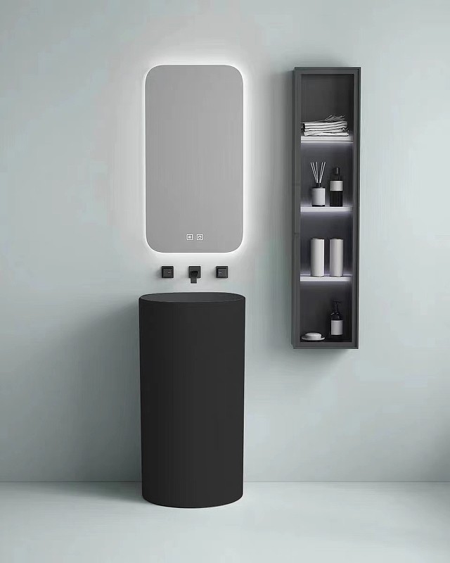 Раковина SantiLine 45 SL-4014MB Черная матовая фаянс напольный