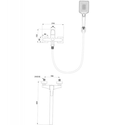 Смеситель для ванны Wonzon &amp; Woghand Flex WW-639906-CR универсальный цвет Хром