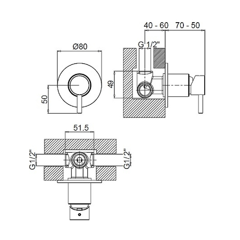 Смеситель для душа Margaroli Moderna RU2007AA01CR Хром встраиваемый