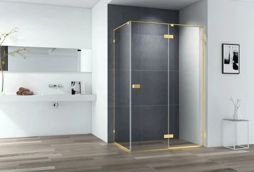 Душевой уголок Cezares Bellagio 140x80 BELLAGIO-AH-1-140/80-C-BORO профиль Золото брашированное стекло прозрачное