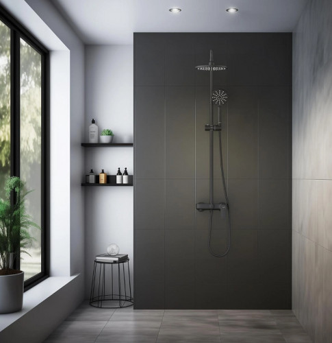 Душевая система Aquatek Бетта AQ2140MB Черная матовая латунь на стену