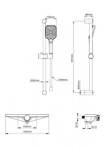 Смеситель для ванны Wonzon &amp; Woghand WW-B2551-A-CR с термостатом цвет Хром