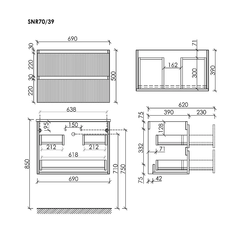 Тумба под раковину Sancos Snob R 70 SNR70/39SM подвесная цвет Doha Soft