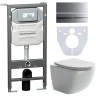 Комплект унитаза с инсталляцией Ceramicanova Forma CN3009_1002M_1000 с сиденьем Микролифт и клавишей смыва Хром матовый фарфор подвесной