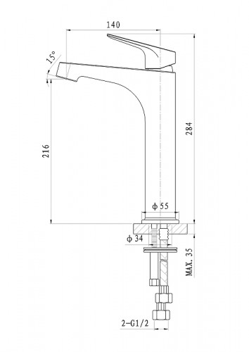 Смеситель для раковины Wonzon &amp; Woghand Balance WW-051104-CR цвет Хром