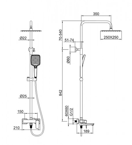 Душевая система Wonzon &amp; Woghand Forza WW-739031-BG цвет Брашированное золото