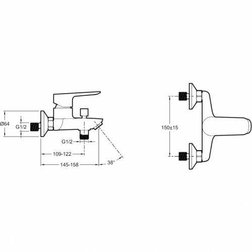 Смеситель для ванны Jacob Delafon Oscar E29844-CP Хром латунь на стену