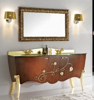Зеркало Cezares Cavalli 120 CAVALLI 1200x30x750 Noce Foglia oro массив дерева, стекло