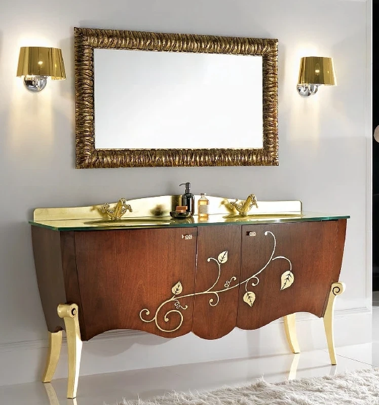 Зеркало Cezares Cavalli 120 CAVALLI 1200x30x750 Noce Foglia oro массив дерева, стекло