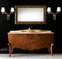 Зеркало Cezares Cavalli 120 CAVALLI 1200x30x750 Noce Foglia oro массив дерева, стекло