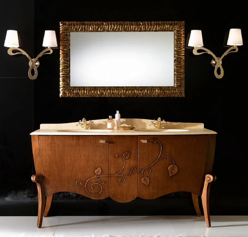 Зеркало Cezares Cavalli 120 CAVALLI 1200x30x750 Noce Foglia oro массив дерева, стекло