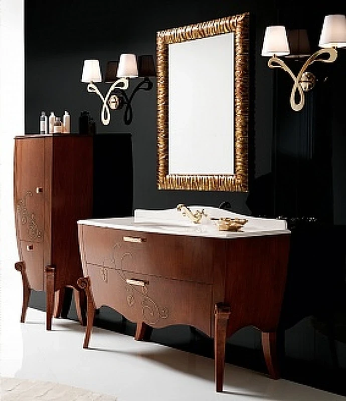 Зеркало Cezares Cavalli 120 CAVALLI 1200x30x750 Noce Foglia oro массив дерева, стекло