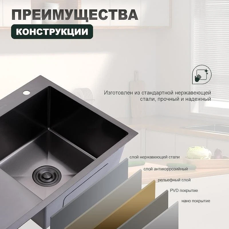 Кухонная мойка Splenka 78 L S704.7850.09 цвет Графит