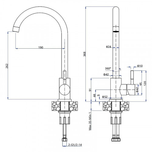 Смеситель для кухни GranFest Z-5410 цвет Графит