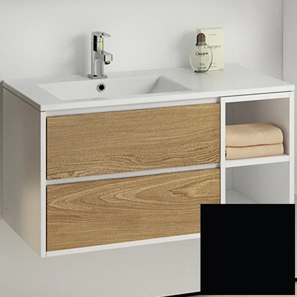 Тумба с раковиной SanVit Мэри-4 90 L kmery904 в цвете Ral подвесная Черный глянец МДФ / ЛДСП