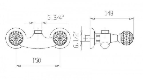 Смеситель для душа Cezares Atlantis Nostalgia ATLANTIS-NOSTALGIA-DS-03/24 Золото 24 карата