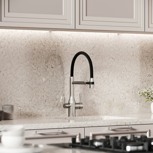 Смеситель для кухни Sancos Garda SC4009BN Никель брашированный Черный латунь