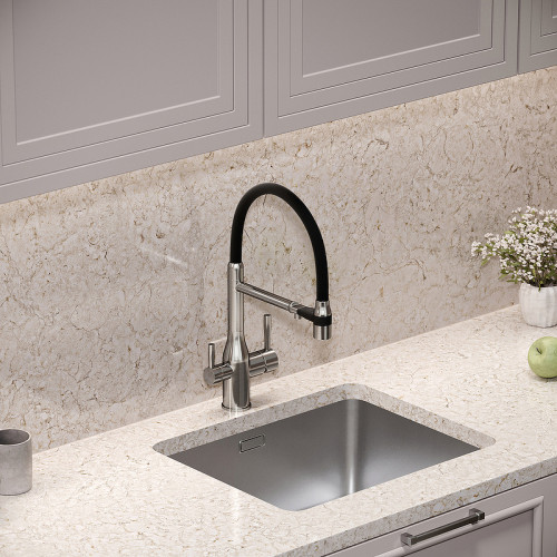 Смеситель для кухни Sancos Garda SC4009BN Никель брашированный Черный латунь