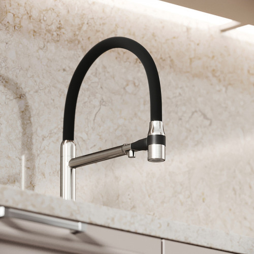 Смеситель для кухни Sancos Garda SC4009BN Никель брашированный Черный латунь