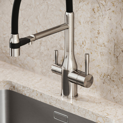 Смеситель для кухни Sancos Garda SC4009BN Никель брашированный Черный латунь