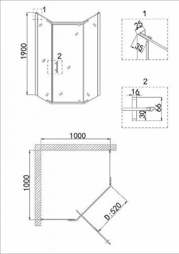Душевой уголок Niagara Nova 100х100 NG-6834-08 BLACK профиль Черный стекло прозрачное