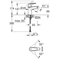 Смеситель для раковины Grohe BauEdge 23330001 Хром латунь
