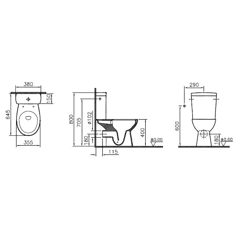Унитаз компакт Vitra S10 Open-Back 9822B003-7204 с бачком и сиденьем Микролифт фарфор напольный