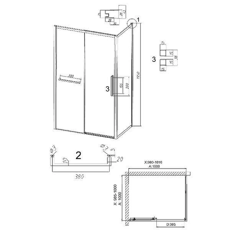 Душевой уголок Grossman Style 100x100 120.K33.05.1010.10.00 профиль Хром стекло прозрачное