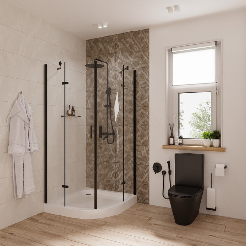 Душевой уголок Niagara Nova NG-6816-08 BLACK 100х100 профиль Черный стекло прозрачное