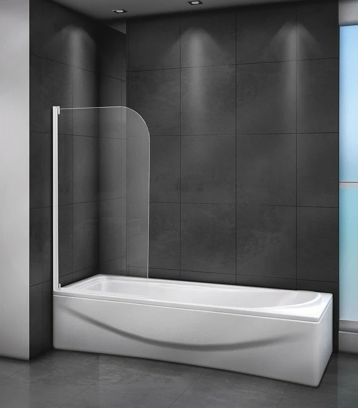 Шторка на ванну Cezares Relax 80 RELAX-V-1-80/140-C-Bi профиль Серый стекло прозрачное