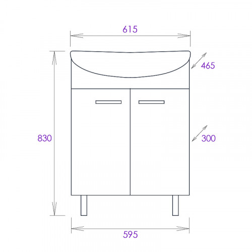 Тумба под раковину Onika Коралл 60 106149 цвет Белый