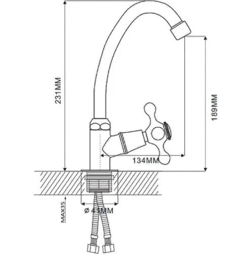 Кран для одного типа воды Ekko E41008 Хром