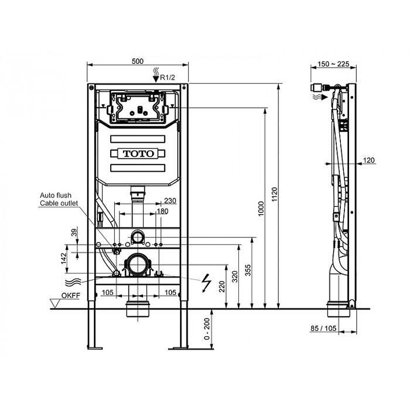 Инсталляция для унитаза Toto Washlet WH182ET без клавиши смыва