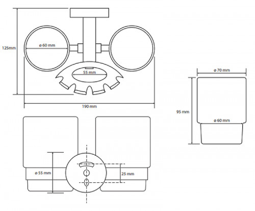 Стакан для зубных щеток Bemeta Omega 104110042 двойной Хром