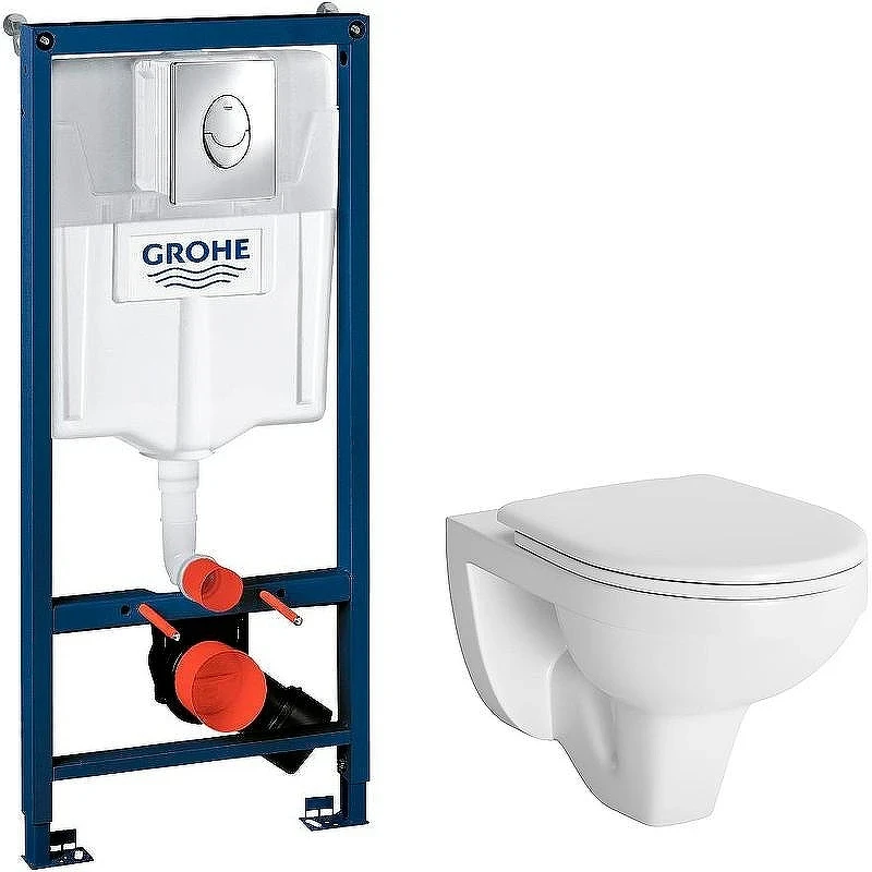 Комплект унитаза Berges Gamma 081105 с инсталляцией Grohe Rapid SL 38721001 с сиденьем Микролифт и клавишей смыва Хром